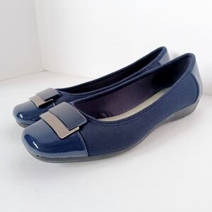 💙 Anne Klein Sport Akuna Flats Slip-on Blue Womens 7 Loafer Faux Leather